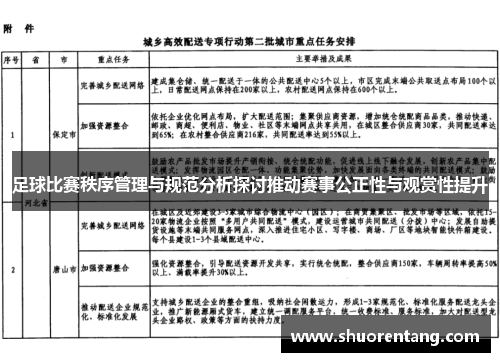 足球比赛秩序管理与规范分析探讨推动赛事公正性与观赏性提升